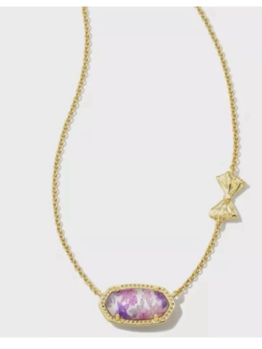 NWT Kendra Scott x LoveShackFancy Sunny Meadow Purple Iris Gold Elisa Necklace